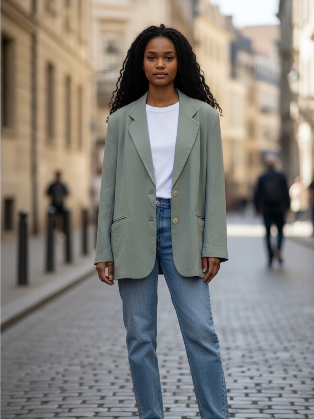 Light Gray Women's Notch-Lapel Blazer